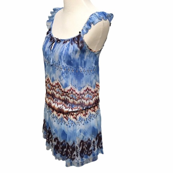 Guess Los Angeles blue blousen lined sleeveless Mini dress small women's - Picture 4 of 9